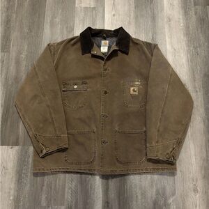 Carhartt Men's Tan Shirt Jacket with Black Collar